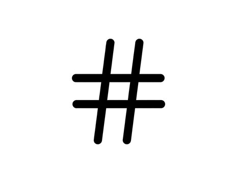 Black Hashtag Symbol on White Background