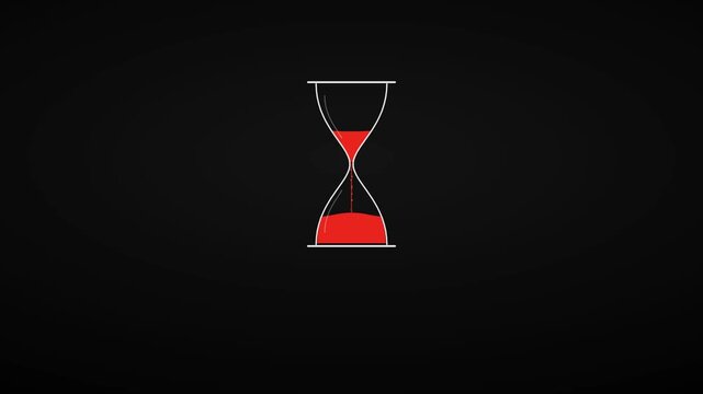 Red sand draining in an hourglass until time runs out revealing a last chance warning text