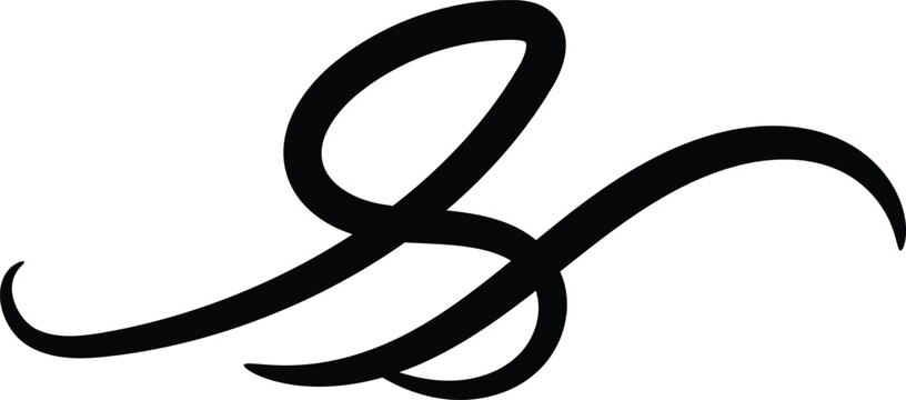Classic s shaped black swirl flourish icon element for elegant vintage invitation border outline vector illustration