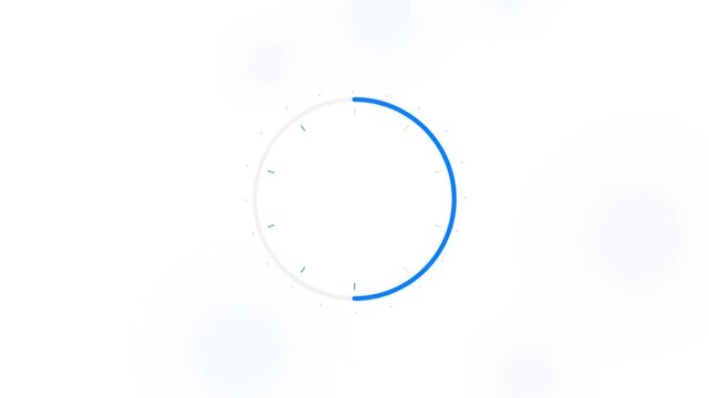 Countdown timer with numbers from 8 to 3 displayed in a blue circular progress bar on a white background with soft bokeh circles