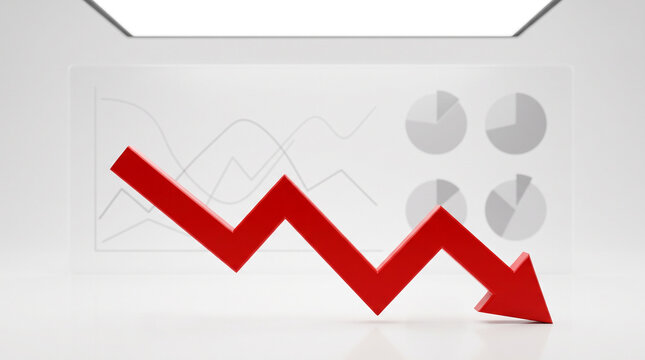 Red Arrow Graph Downward Trend Chart Showing Financial Decline