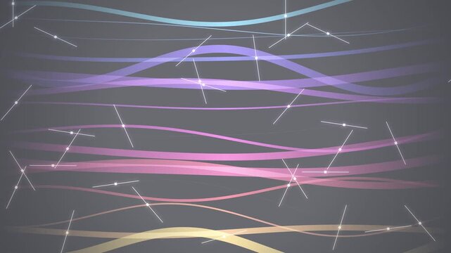 abstract wavy pixelated lines in vibrant neon colors flowing across a dark background, digital data stream, futuristic energy
