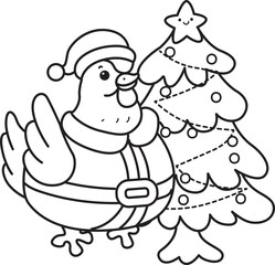 Fototapeta premium Coloring pages of Cute funny Rooster Chicken sticker icon. Outline of Rooster Chicken 