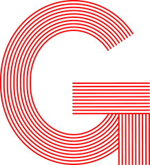 Striped Letter G Monoline Typography Alphabet Illustration © Ji