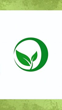 Green Leaf Logo Displayed on White Background with Green Textured Bands