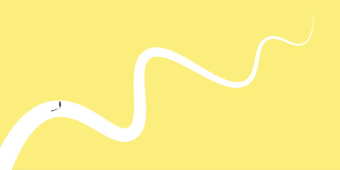 Conceptual Minimalist Vector Illustration of Long Winding Road to Success with Man Silhouette © Nabila