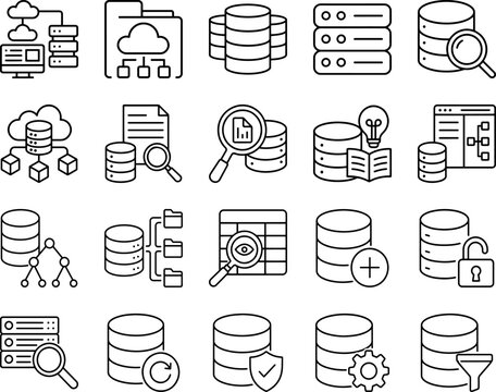 Database, sql, schema Premium and Professional Icon Collection, Editable Stroke, Outline Icon Set