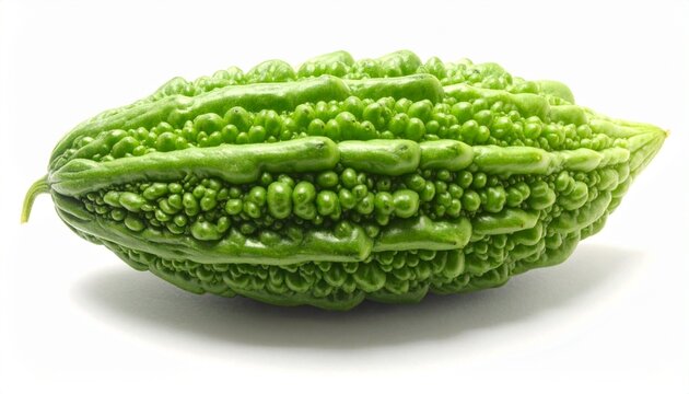 Green bitter melon on white background.