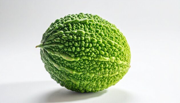 Green bitter melon on white background.