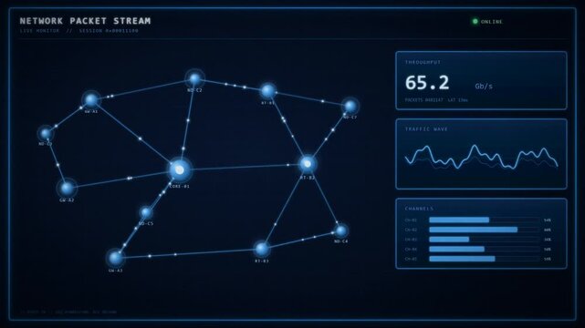 Digital network monitor interface mapping data nodes before encountering a connection timeout error.