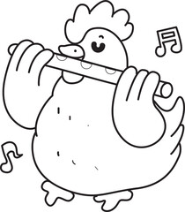 Obraz premium Coloring book of Cute Rooster Chicken sticker icon. Outline of Rooster Chicken 