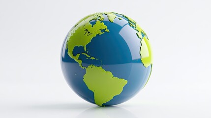 Fototapeta premium Shiny globe showcasing continents on a clean, white, studio background