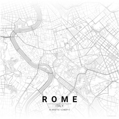 Obraz premium Minimalist Line Art Map of Rome with Gradient Roads and City Name Typography