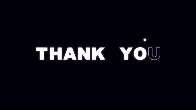 Minimalist animated glowing thank you text reveal