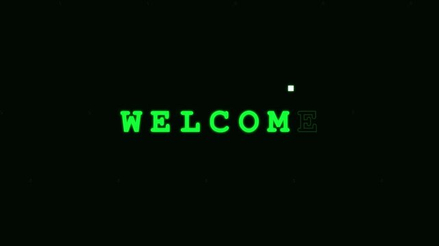 Digital Welcome Text Animation in Green Hacker Style with Binary Code