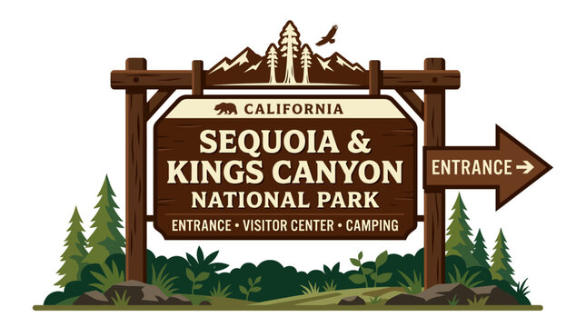 Sequoia and Kings Canyon National Park entrance sign.