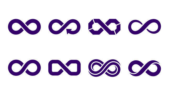 Dark purple infinity loop symbol variation set