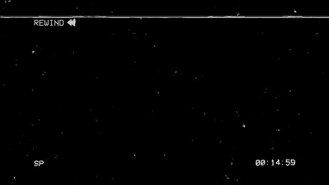 Vintage tape rewind distortion texture. Retro home video glitch effect, easy to use for transitions. Tracking lines and grain to add a nostalgic touch, 4k video animation seamless loop