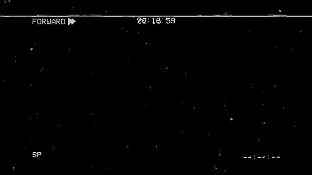 VHS Fast Forward Graphic, Scrolling Timecode with Retro Grain 4k video