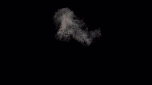 Dynamic fiery explosion sequence with thick black smoke isolated on black background.