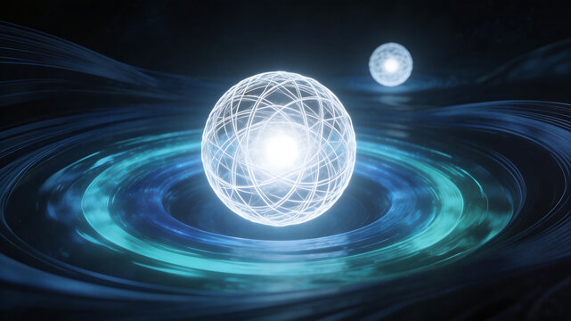 Abstract glowing spheres in space