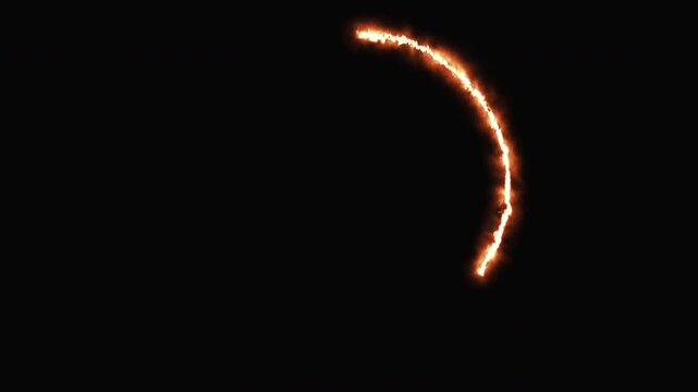 Set Of Fiery Orange Glowing Circle Loading Animation On Solid Black Background