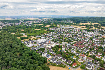 Fototapeta premium Drone aerial view of Kelkheim-Fischbach in the Taunus, Main-Taunus District, Hesse, Germany