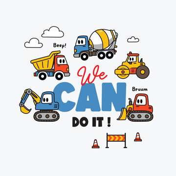 Cartoon Heavy Equipment Illustration for Children and Nursery Design 