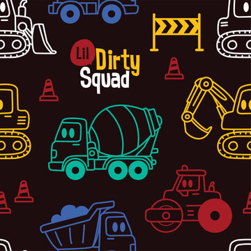 Colorful Heavy Equipment Background for Textile and Wallpaper 