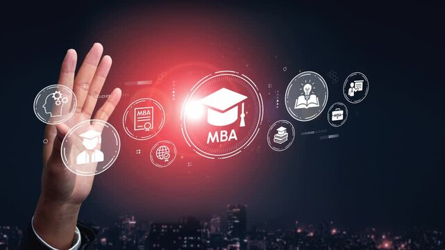 Modern Educational Technology and Symbols of Learning with MBA Focus in a Business Context at Night in a Cityscape Setting. Entropy.