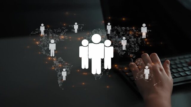 Global human network and workforce distribution highlight human, network, and global presence through digital connection and team coordination Marrow