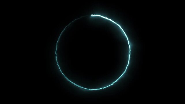 Abstract energy circle forming light effect with dynamic glowing electric streak.