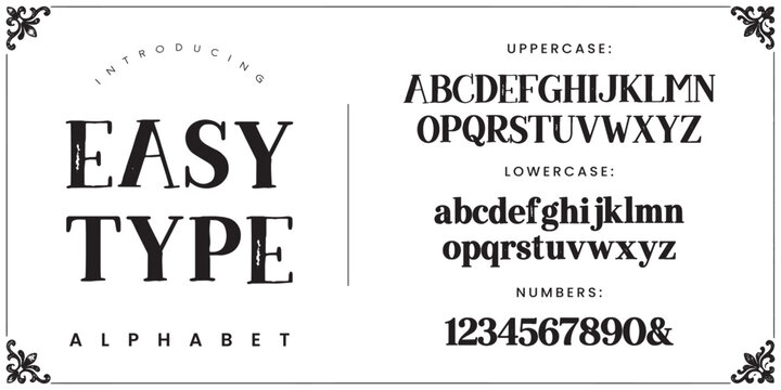 EASY TYPE minimalist clean alphabet font for corporate identity and modern professional web design