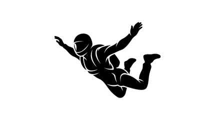 Silhouette of a skydiver falling through the air, dynamic pose, extreme sport © Lubrene