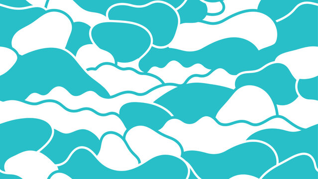 Seamless turquoise and white abstract camo pattern vector background. Flat vector illustration EPS 10.