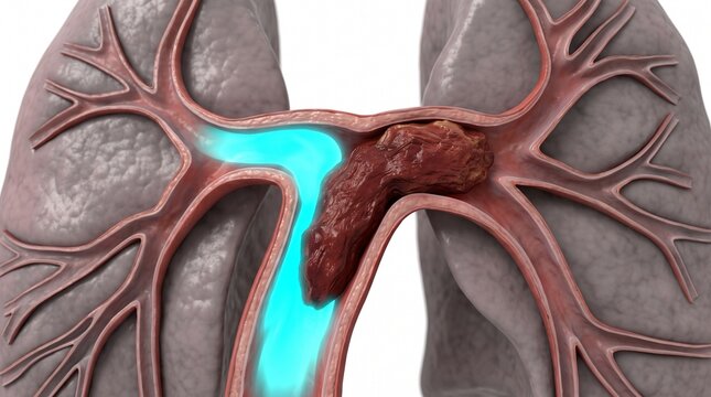3D Anatomical Diagram of Pulmonary Embolism Blocking Pulmonary Artery