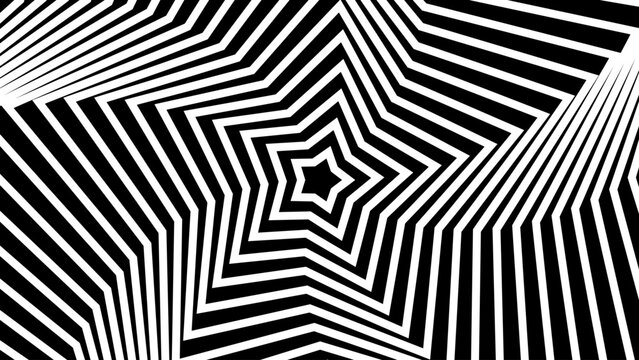 Hypnotic Concentric Star Op Art Black and White Background