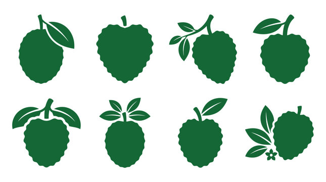 Green soursop and guanabana tropical fruit icons.