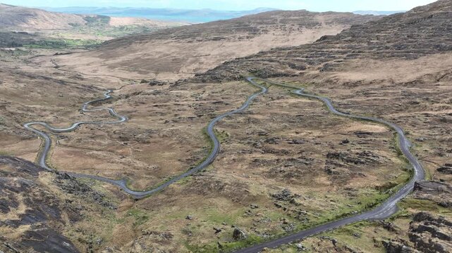 Ireland Epic Locations Wild Atlantic Way drone rising over the Healey Pass west Cork stunning view of Bantry Bay Ireland Epic Locations