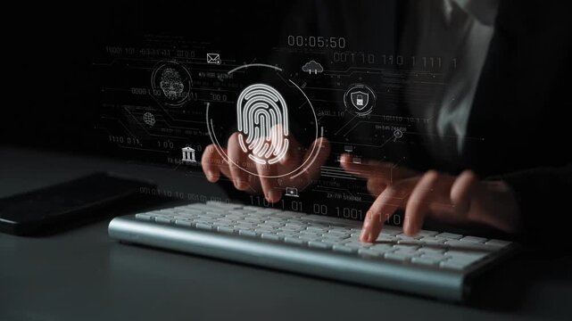 Biometric fingerprint identification and cybersecurity system ensuring secure access, identity verification, cloud data protection, and digital safety Marrow