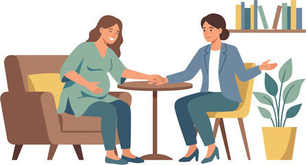 Obraz premium Professional Prenatal Counseling Session with a Supportive Therapist for a Pregnant Woman