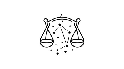 Minimalist celestial scale illustration with star constellation for astrology design © Mafaat