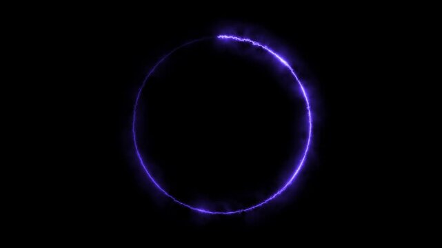 Abstract purple energy circle charging on black background seamlessly looping.