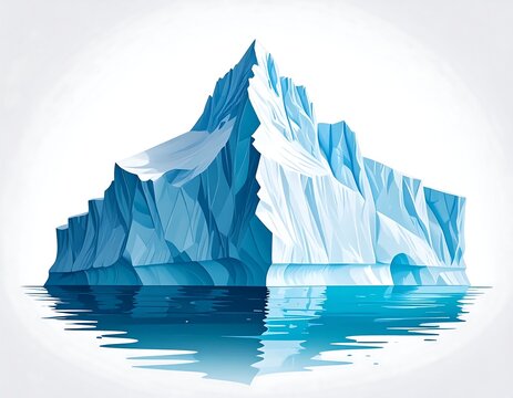 Frozen icebergs in crystal clear arctic waters.