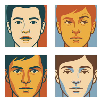 Four Different Men Faces Side By Side.
