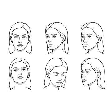 Illustrations of female face line art.