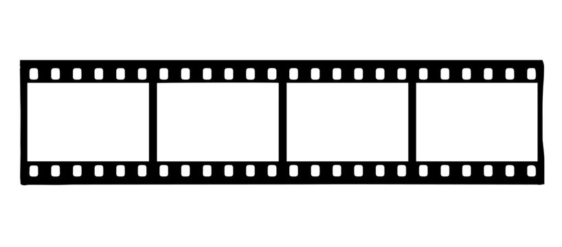 Blank film strip frame vector with empty movie reel template for cinematic designs.