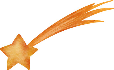 Orange watercolor shooting star with transparent background © nabilahcholila