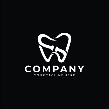 Modern Orthodontic Tooth Logo with Braces Minimalist Line Art for Dental Clinic Branding