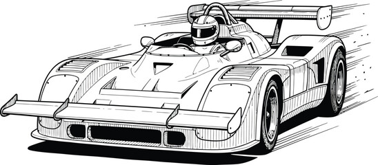 Hand drawn illustration of a racing car rear spoiler wing part © Vhya